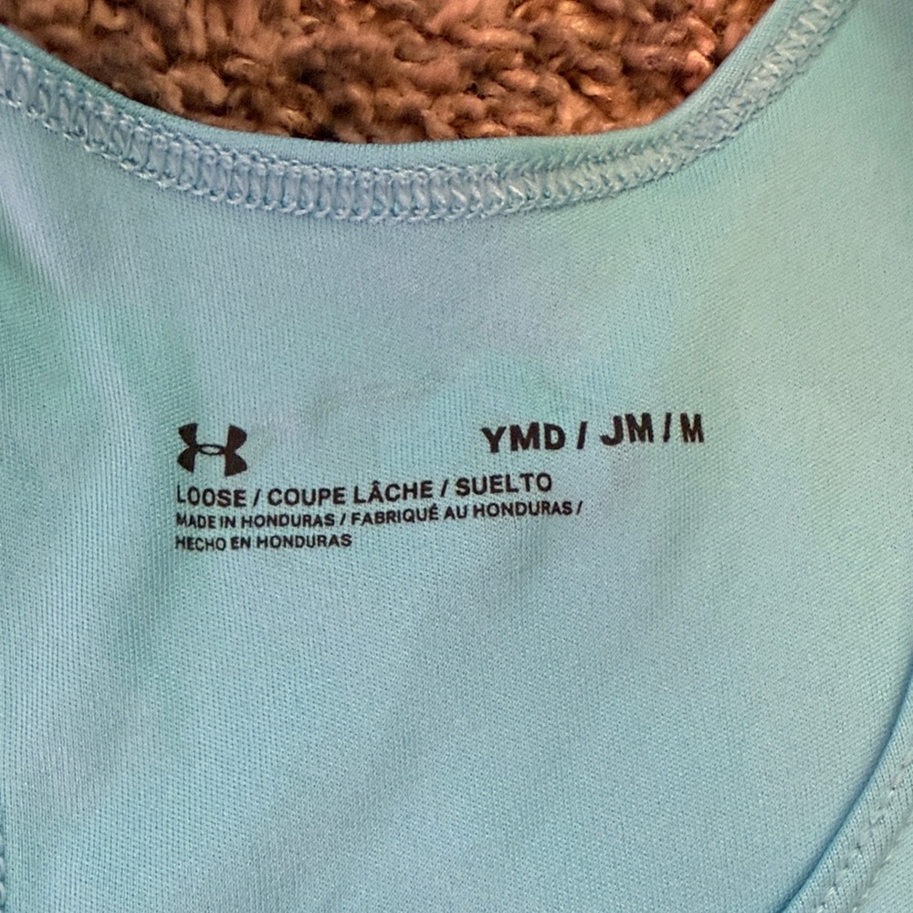 Under Armour Aqua Tank with Pink Logo - Picture 2 of 3